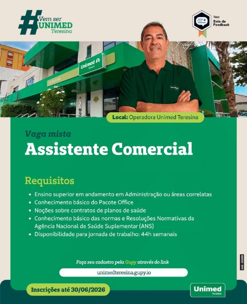 Vaga de emprego para Assistente Comercial