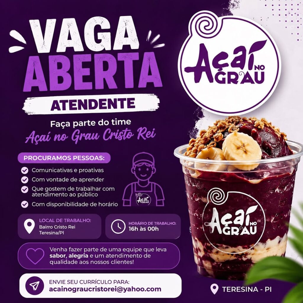 Vaga de emprego para Atendente em Teresina