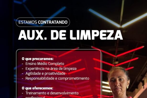 Vaga de emprego para Aux. de Limpeza