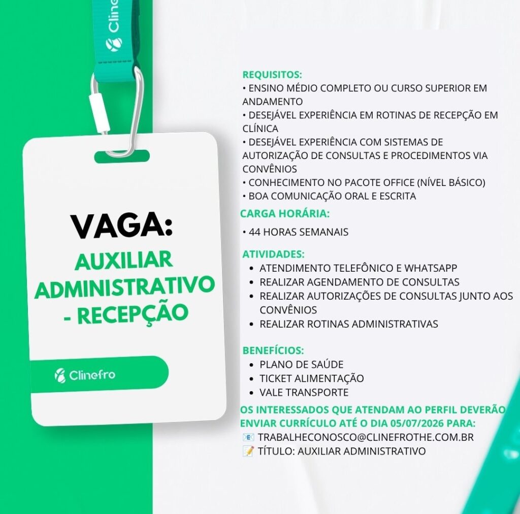 Vaga de emprego para Auxiliar Administrativo