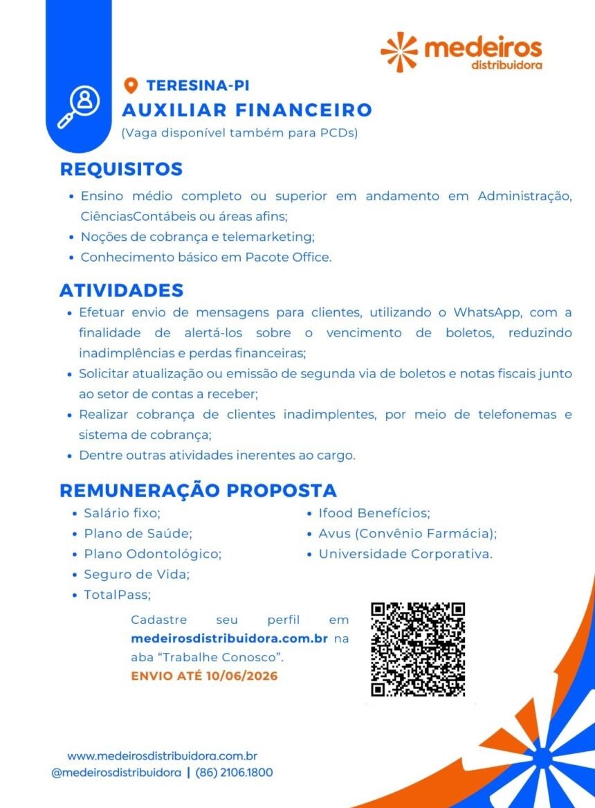 Vaga de emprego para Auxiliar Financeiro