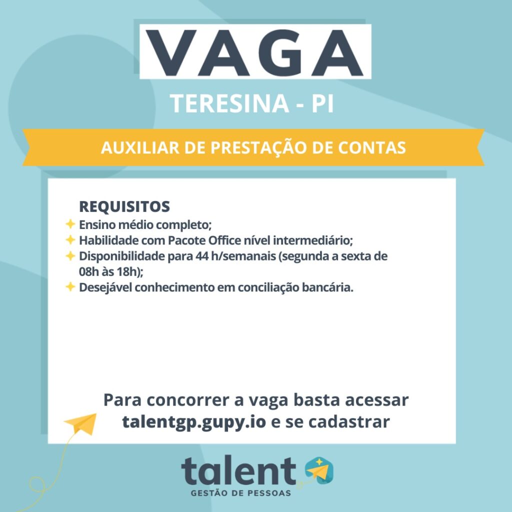 Vaga de emprego para Auxiliar de Prestação de Contas