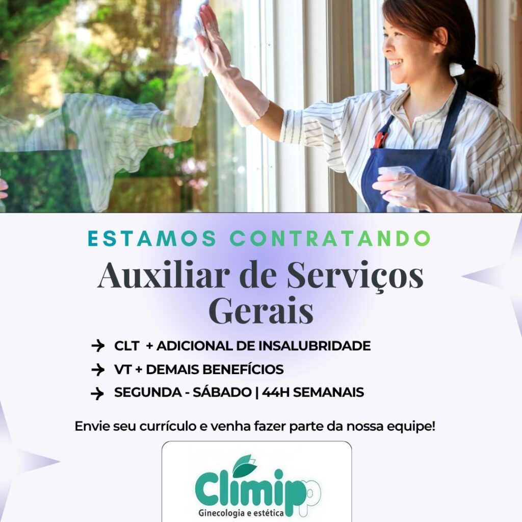 Vaga de emprego para Auxiliar de Serviços Gerais