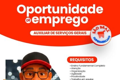 Vaga de emprego para Auxiliar de Serviços Gerais