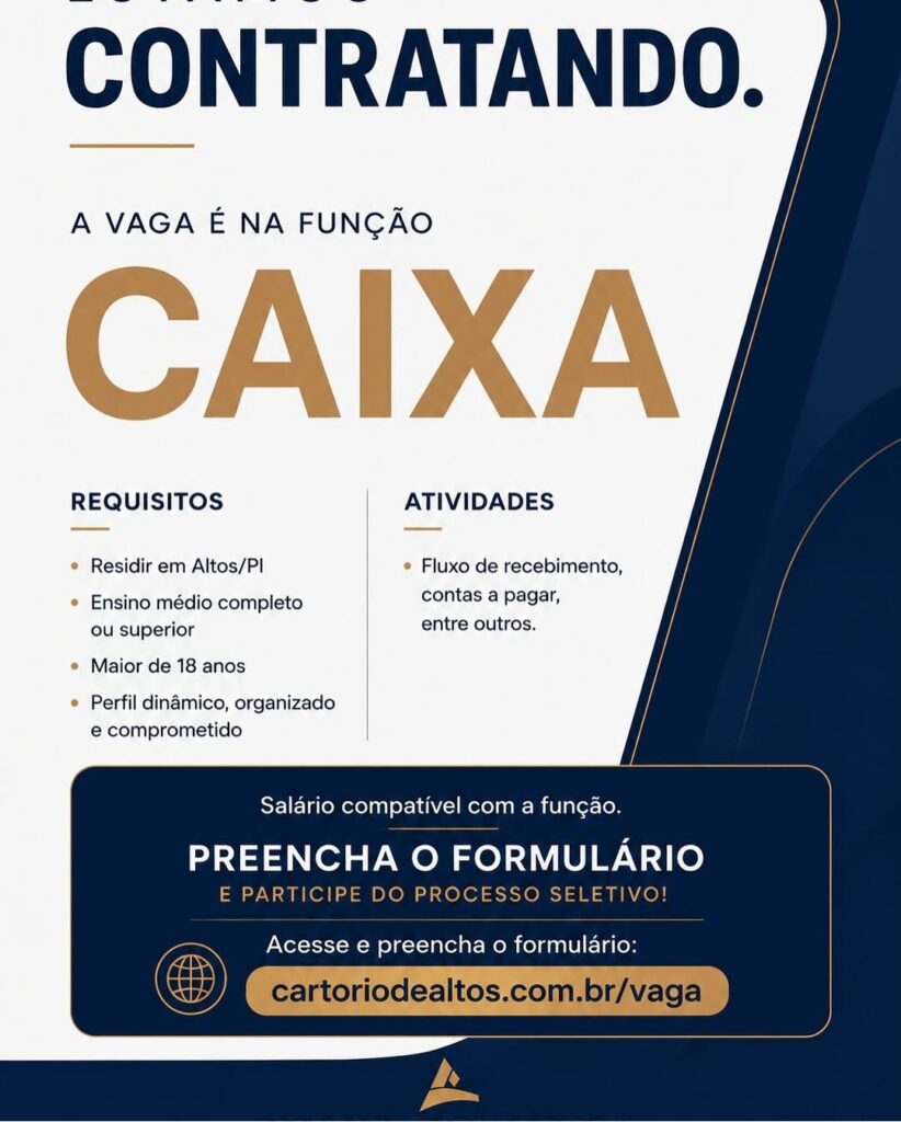 Vaga de emprego para Caixa