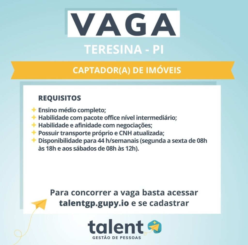 Vaga de emprego para Captador(a) de Imóveis