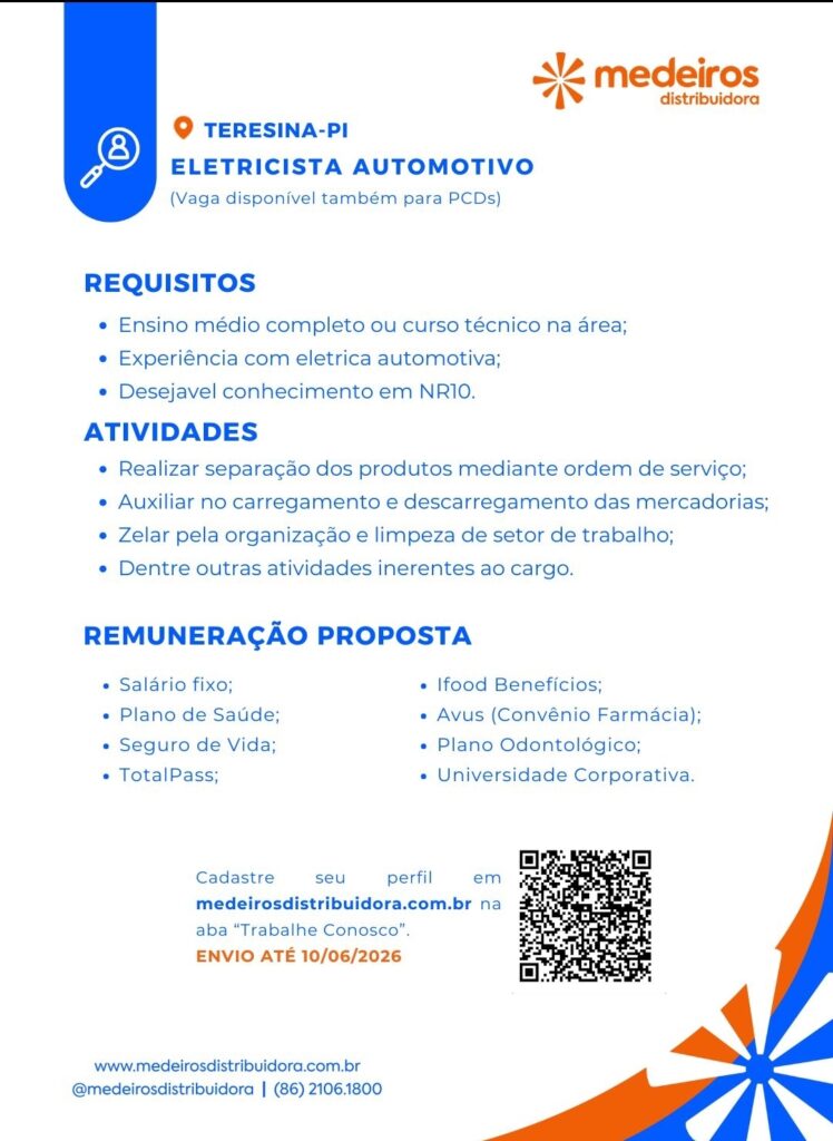 Vaga de emprego para Eletricista Automotivo