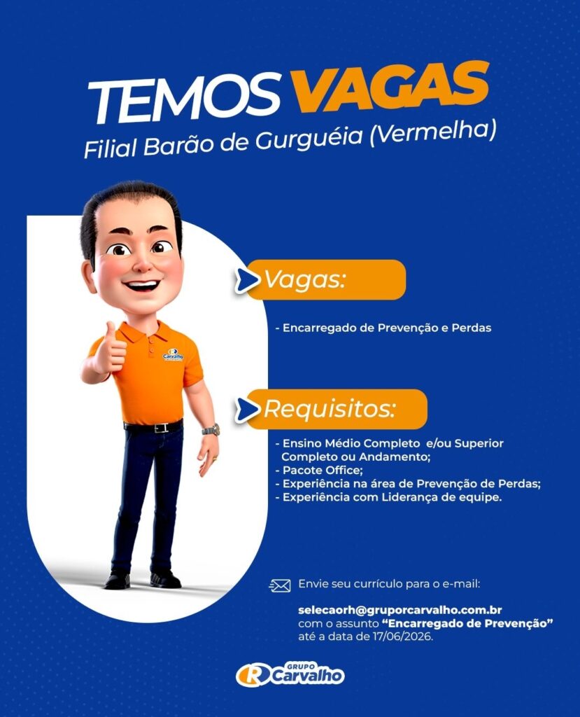 Vaga de emprego para Encarregado de Prevenção e Perdas