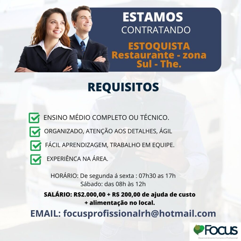 Vaga de emprego para Estoquista