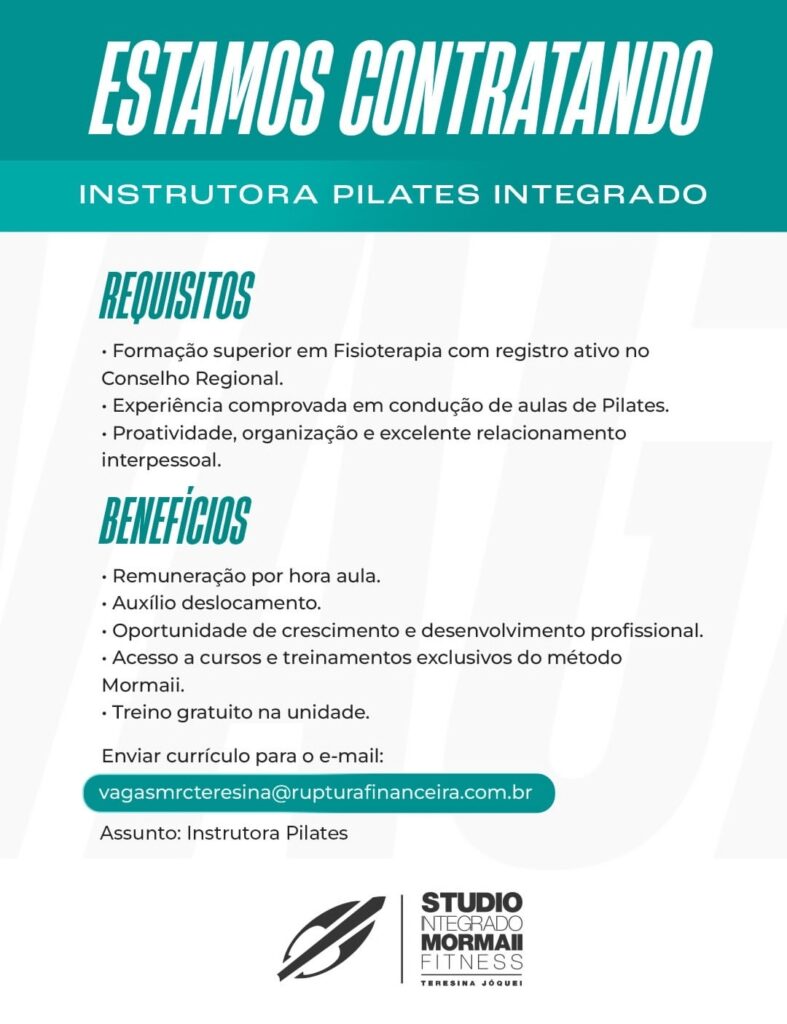 Vaga de emprego para Instrutora Pilates Integrado