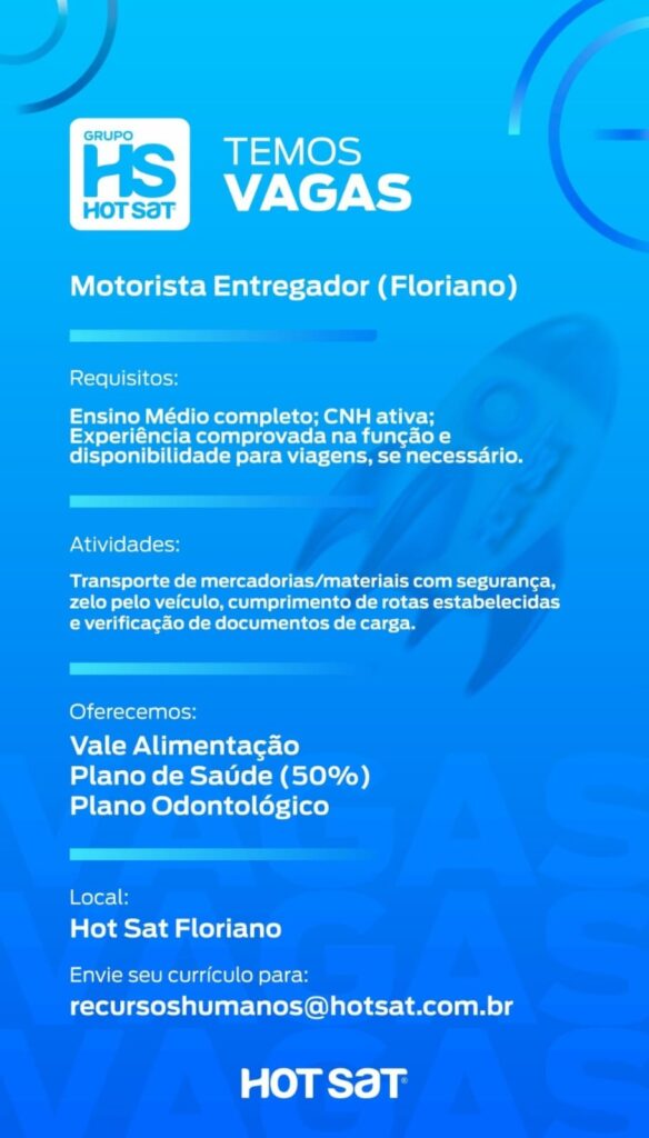 Vaga de emprego para Motorista Entregador em Floriano