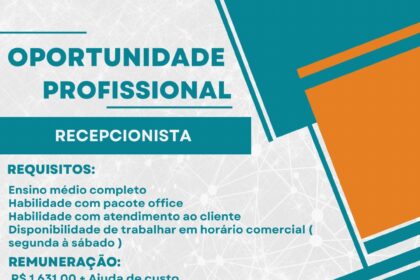 Vaga de emprego para Recepcionista