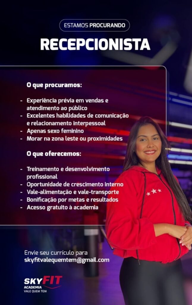 Vaga de emprego para Recepcionista