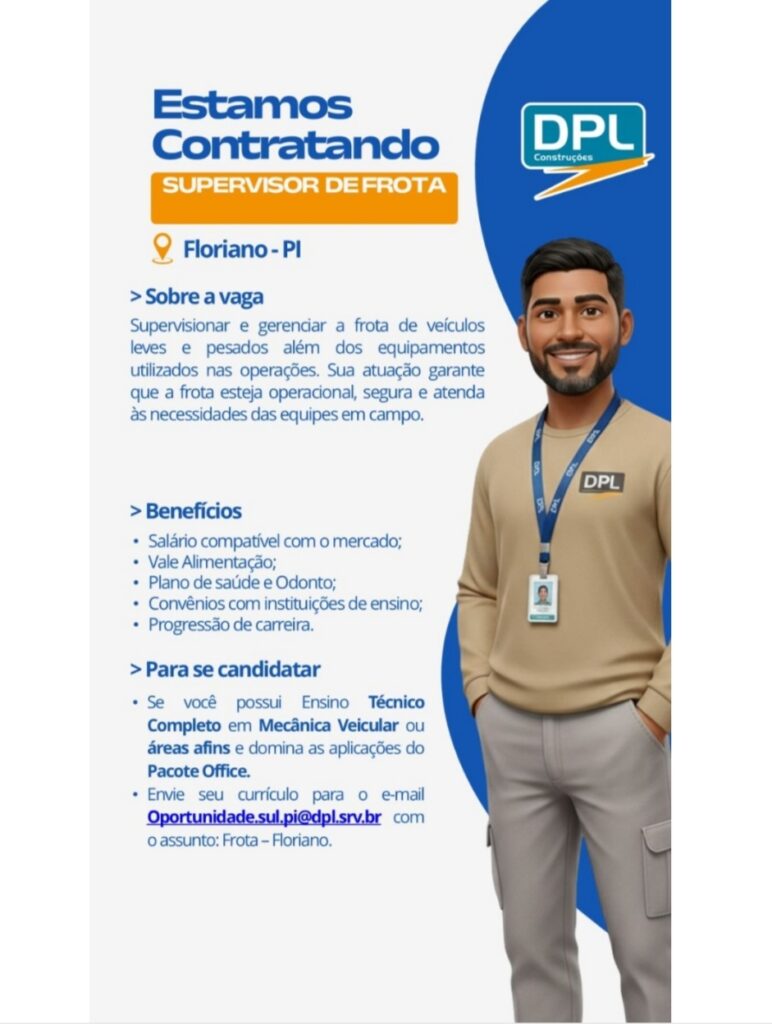 Vaga de emprego para Supervisor de Frota em Floriano
