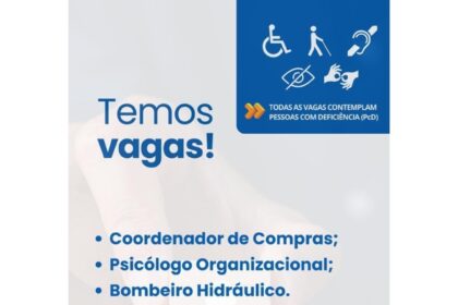 Vaga para Coordenador de Compras, Psicólogo Organizacional e Bombeiro Hidráulico em Teresina