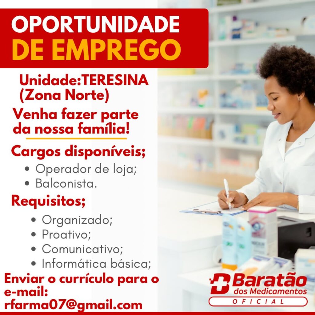 Vagas de emprego para Balconista e Operador de Loja