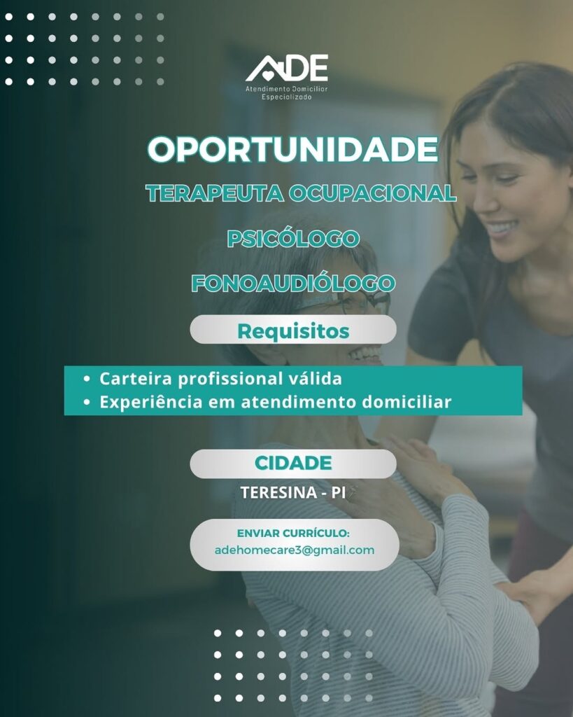Vagas de emprego para Terapeuta Ocupacional, Psicológo e Fonoaudiológo