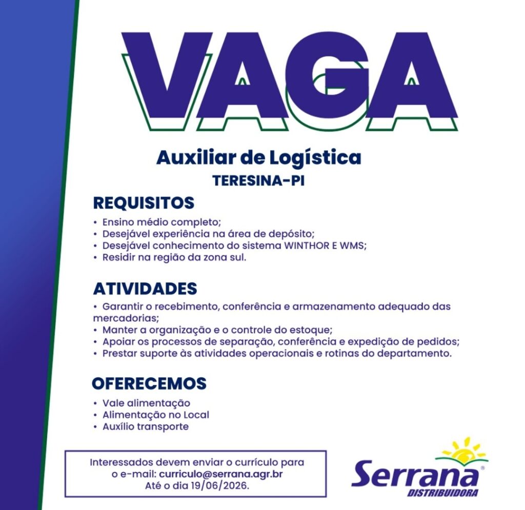 Vaga de emprego para Auxiliar de Logística em Teresina