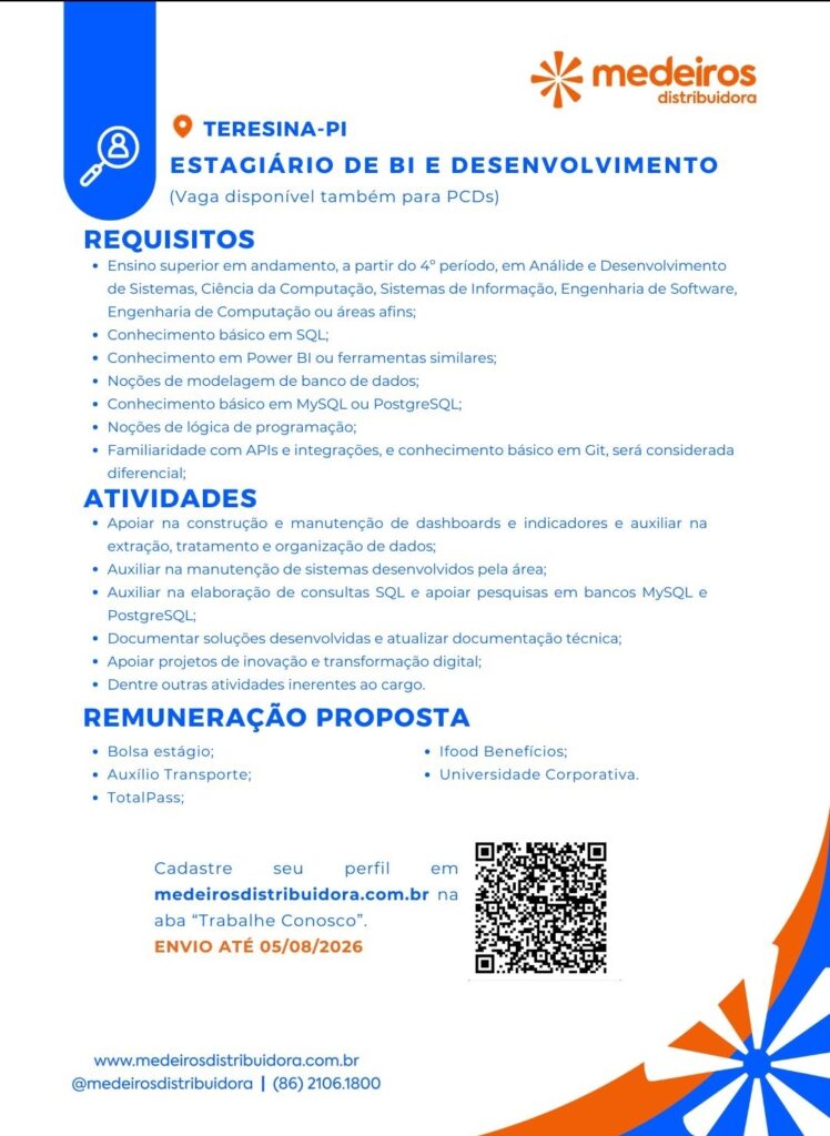 Vaga de Estágio para BI e Desenvolvimento