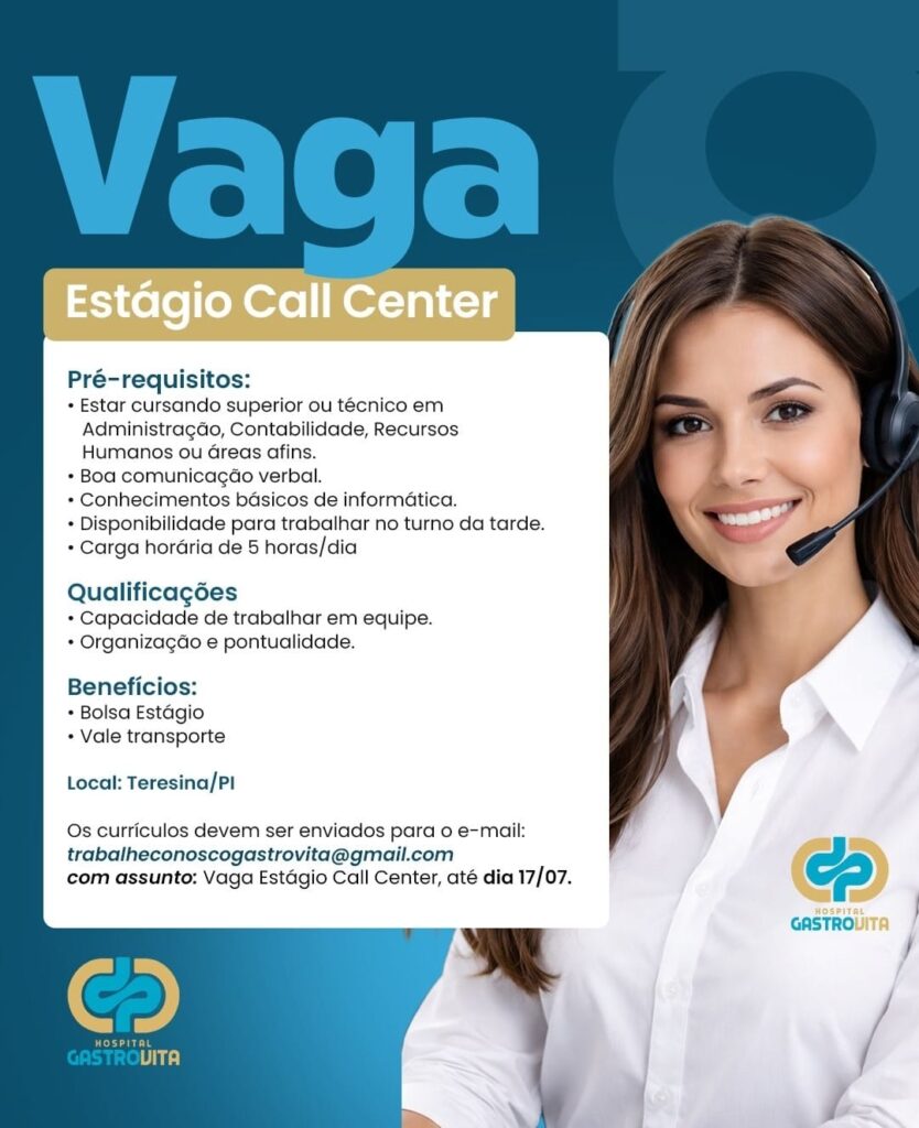 Vaga de Estágio para Call Center