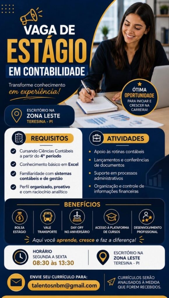 Vaga de Estágio para Contabilidade