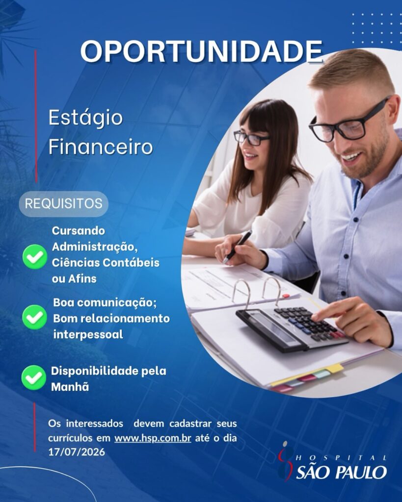 Vaga de Estágio para Financeiro