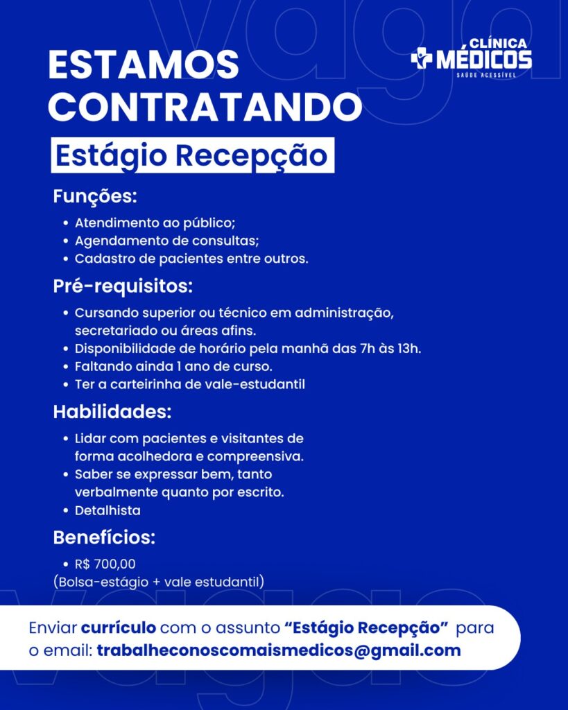 Vaga de Estágio para Recepção