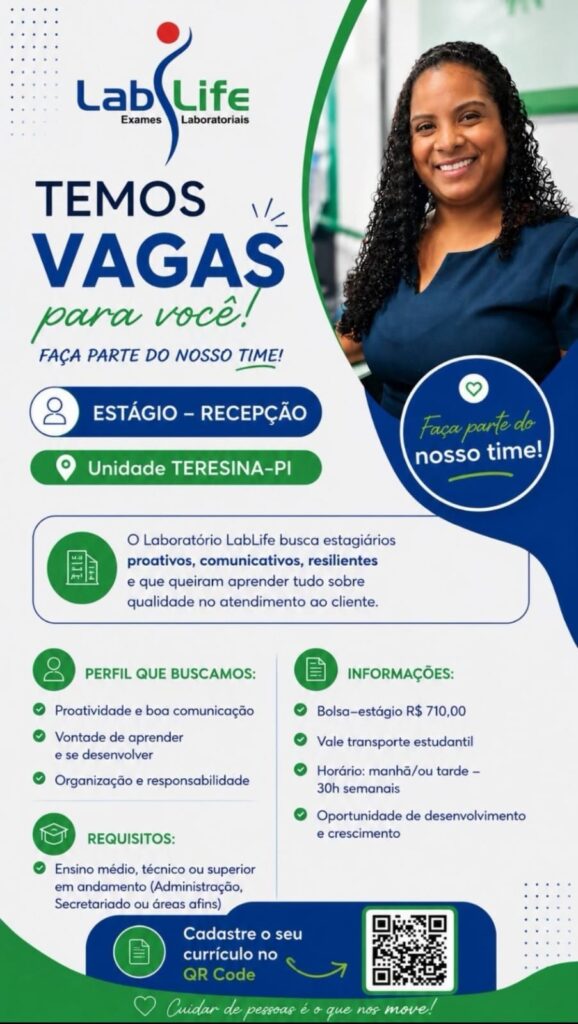 Vaga de Estágio para Recepção