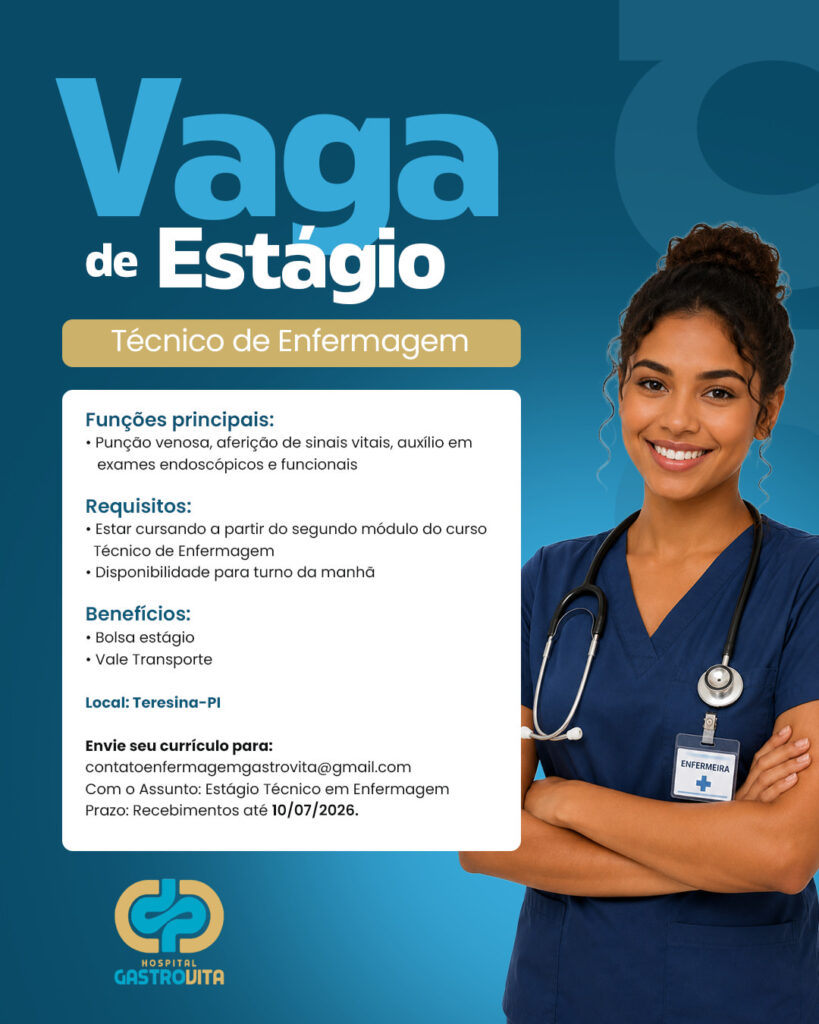 Vaga de Estágio para Técnico de Enfermagem