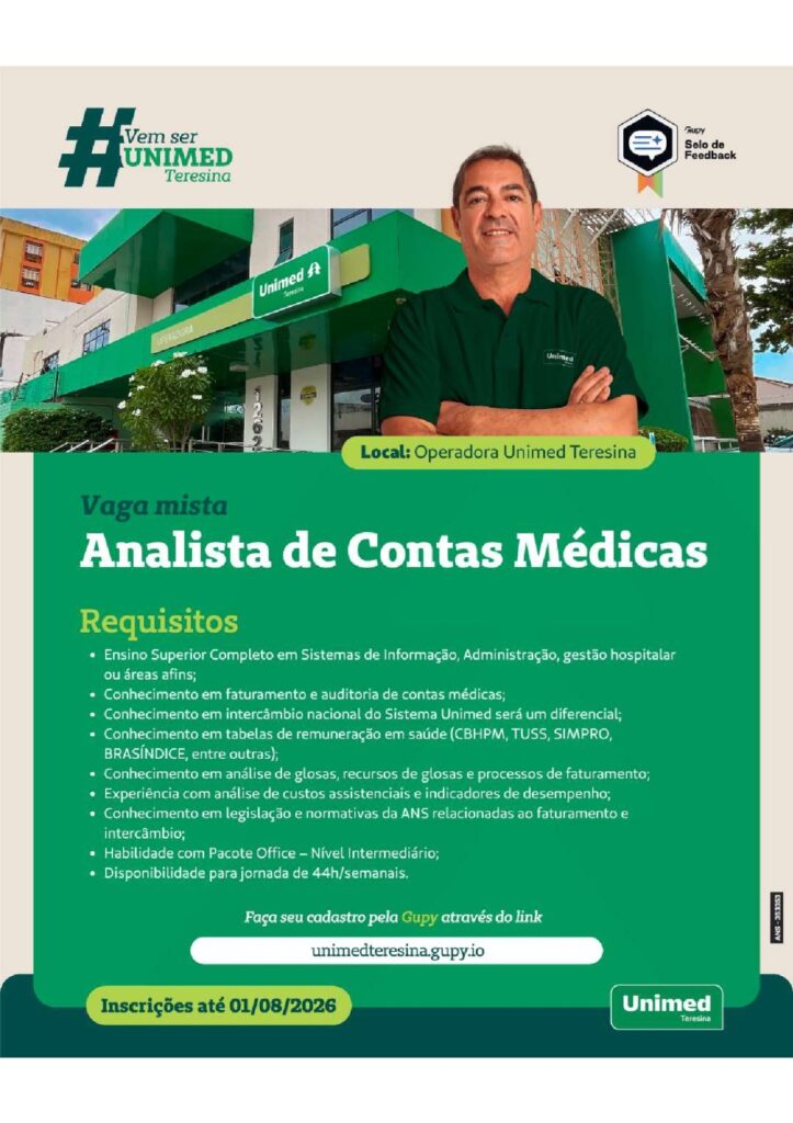 Vaga de emprego para Analista de Contas Médicas