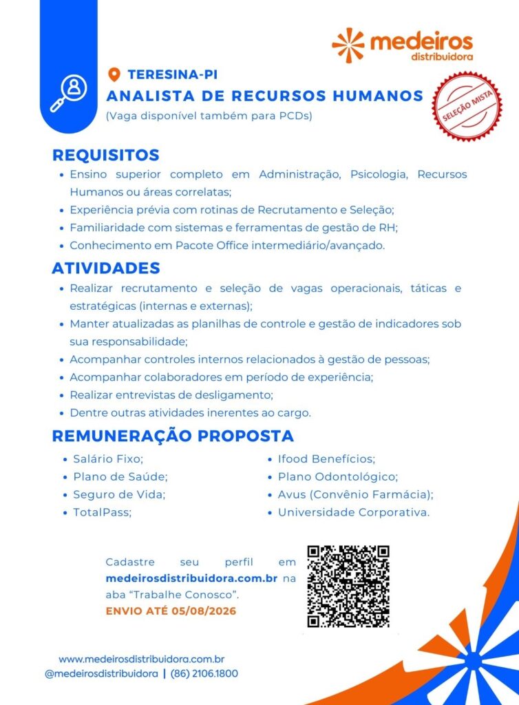 Vaga de emprego para Analista de RH