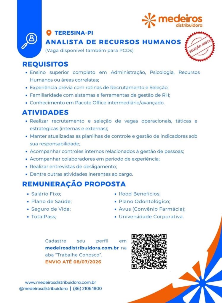 Vaga de emprego para Analista de RH