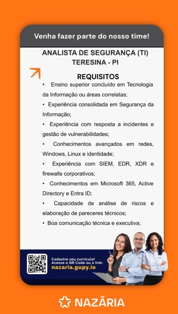 Vaga de emprego para Analista de Segurança