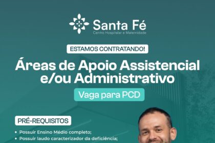Vaga de emprego para Apoio Assistencial e/ou Administrativo (PCD)
