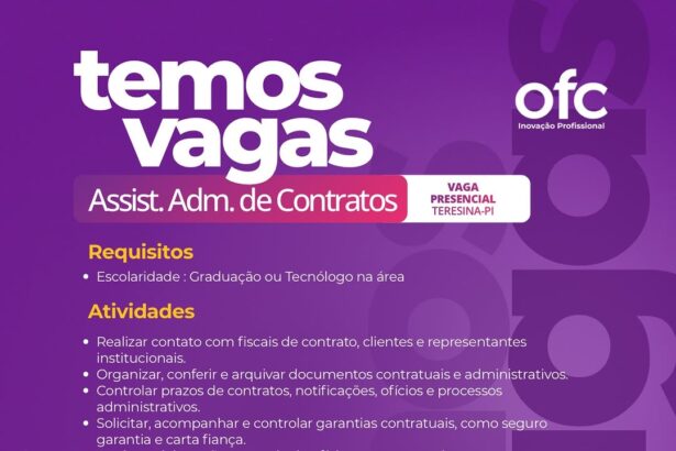 Vaga de emprego para Assist. Adm. de Contratos