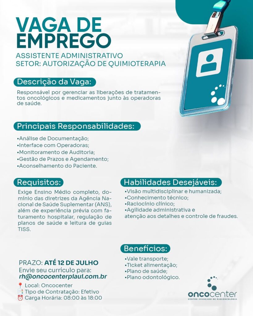 Vaga de emprego para Assistente ADM