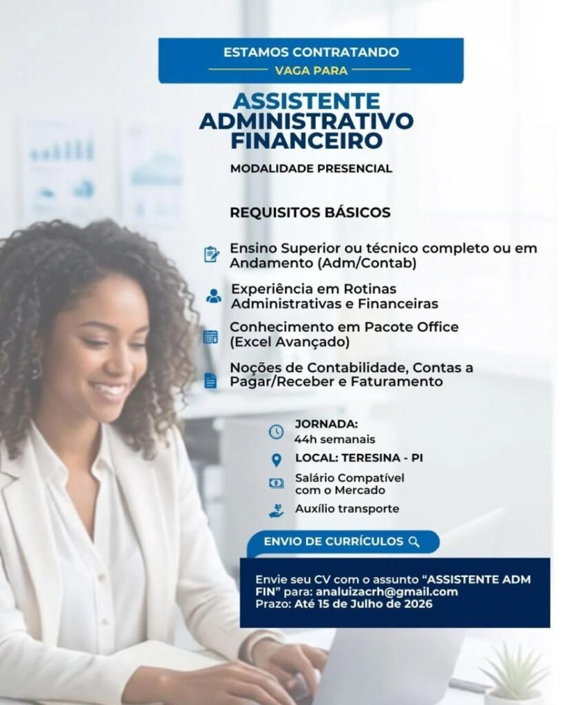 Vaga de emprego para Assistente ADM Financeiro