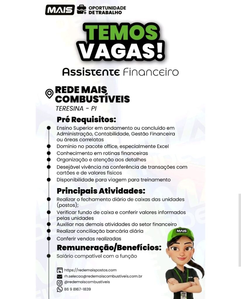 Vaga de emprego para Assistente Financeiro