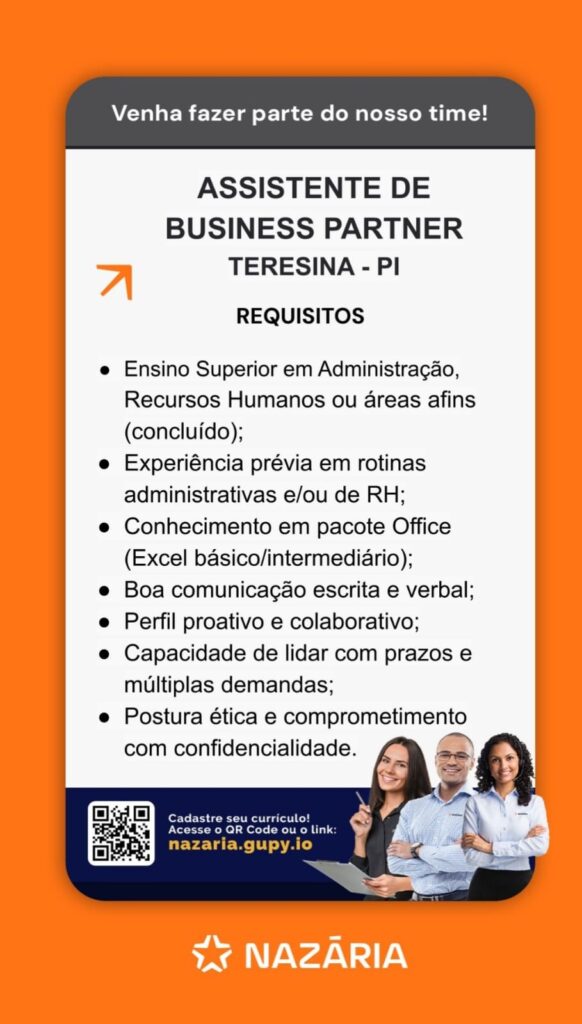 Vaga de emprego para Assistente de Business Partner