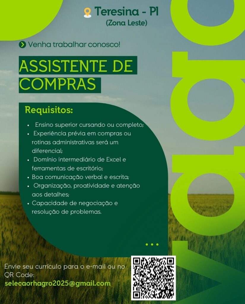 Vaga de emprego para Assistente de Compras