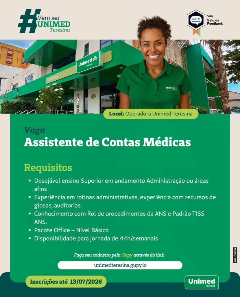 Vaga de emprego para Assistente de Contas Médicas