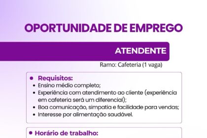 Vaga de emprego para Atendente
