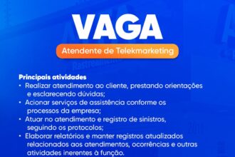 Vaga de emprego para Atendente de Telemarketing