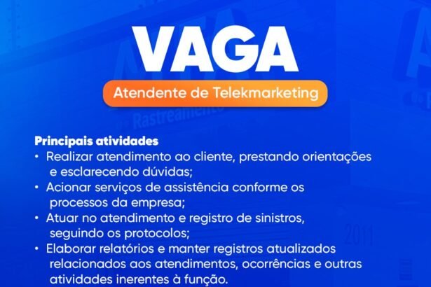 Vaga de emprego para Atendente de Telemarketing