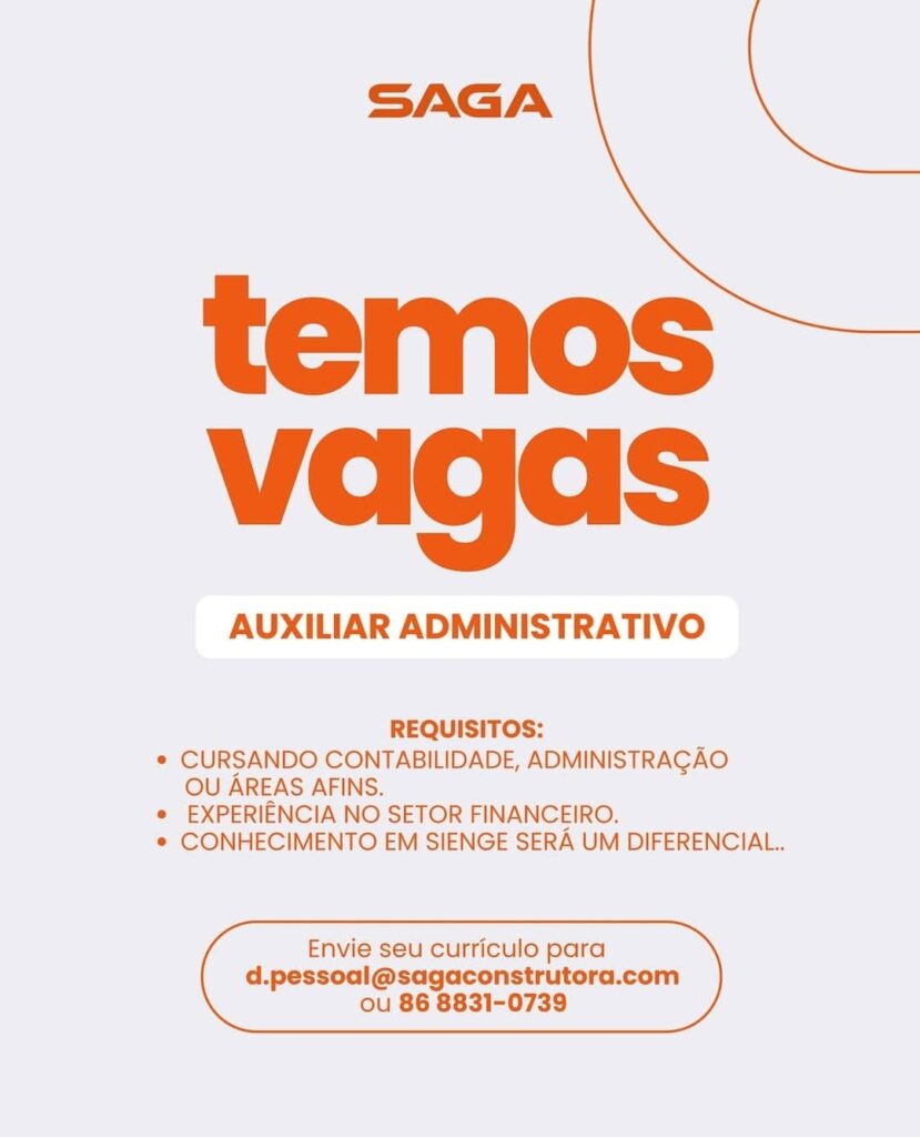 Vaga de emprego para Auxiliar Administrativo