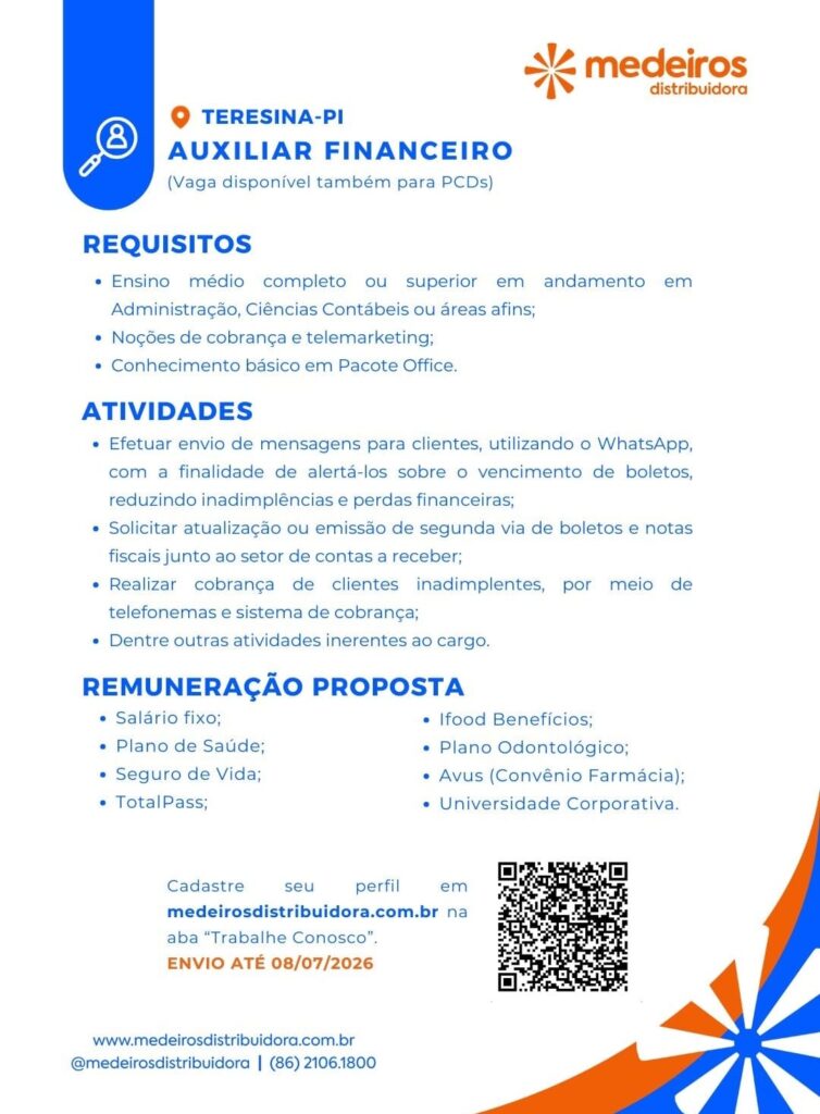 Vaga de emprego para Auxiliar Financeiro