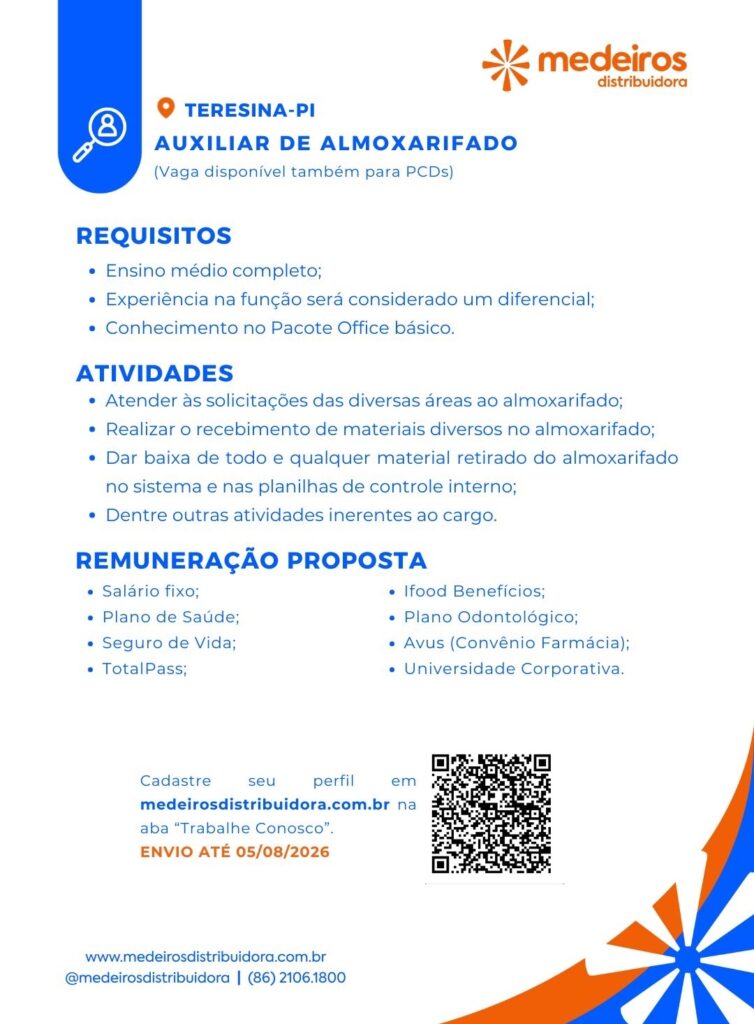 Vaga de emprego para Auxiliar de Almoxarifado