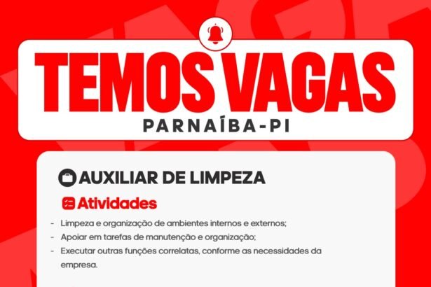 Vaga de emprego para Auxiliar de Limpeza