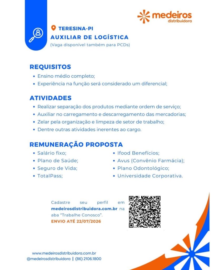 Vaga de emprego para Auxiliar de Logística