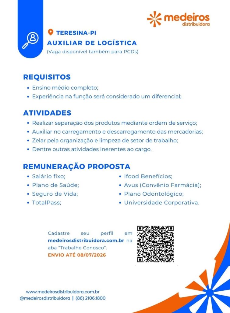 Vaga de emprego para Auxiliar de Logística